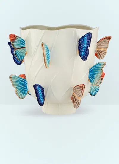 Bordallo Pinheiro Cloudy Butterflies Large Vase In Multi