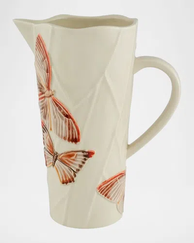 Bordallo Pinheiro Cloudy Butterflies Pitcher By Claudia Schiffer In White