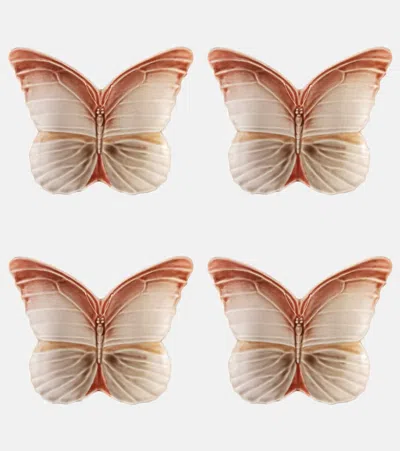 Bordallo Pinheiro Cloudy Butterflies Set Of 4 Dessert Plates By Claudia Schiffer In Brown