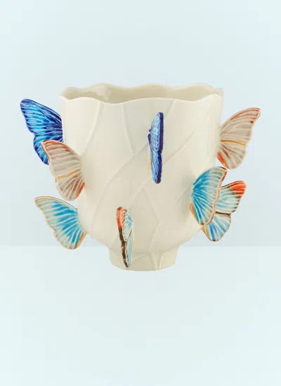 Bordallo Pinheiro Cloudy Butterflies Small Vase In Cream