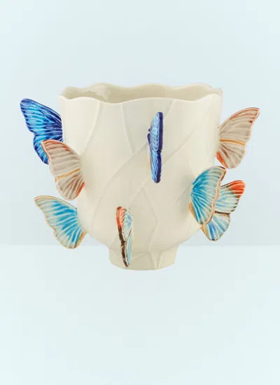 Bordallo Pinheiro Cloudy Butterflies Small Vase In Multi