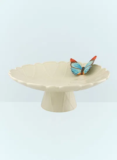 Bordallo Pinheiro Vista Alegre Cloudy Butterflies By Claudia Schiffer Cake Plate 15 In Cream