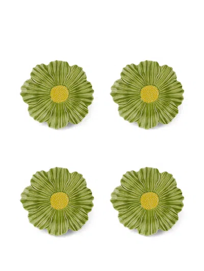 Bordallo Pinheiro Cosmos Dessert Plate (set Of Four) In Green