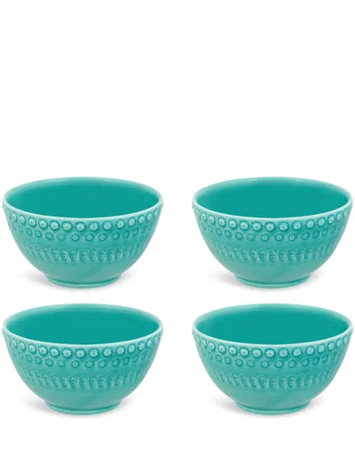 Bordallo Pinheiro Fantasia Ceramic Bowl (set Of Four) In Blue