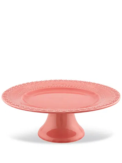 Bordallo Pinheiro Fantasia Ceramic Cake Stand 29cm X 29cm) In Pink