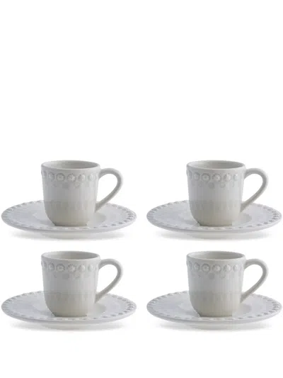 Bordallo Pinheiro Fantasia Coffee Cups And Saucers (set Of Four) In Neutrals
