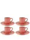 Bordallo Pinheiro Fantasia Coffee Set (set Of Four) In Pink