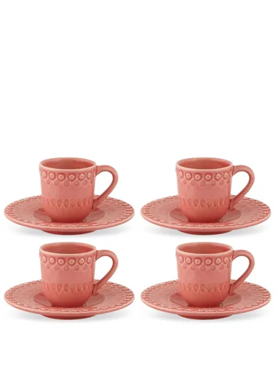 Bordallo Pinheiro Fantasia Coffee Set (set Of Four) In Pink