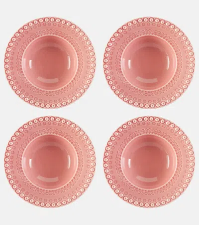Bordallo Pinheiro Set Fantasy Aus Vier Suppentellern In Pink