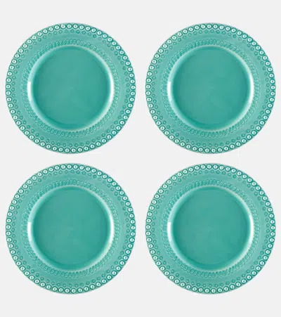 Bordallo Pinheiro Set Fantasy Aus Vier Speisetellern In Blue