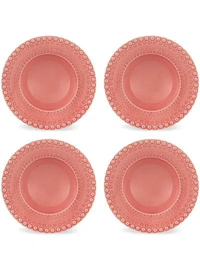 Bordallo Pinheiro Fantasia Soup Plate (set Of Four) In Pink