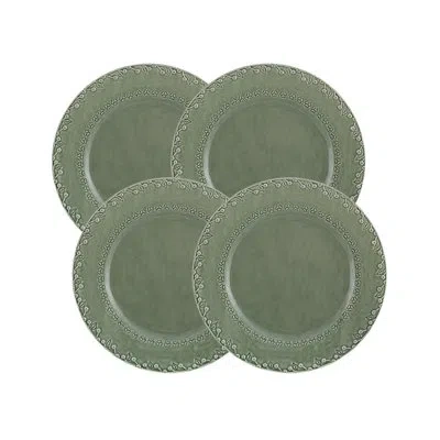 Bordallo Pinheiro Flora 11.42'' Earthenware Dinner Plate , Set Of 4 In Gray