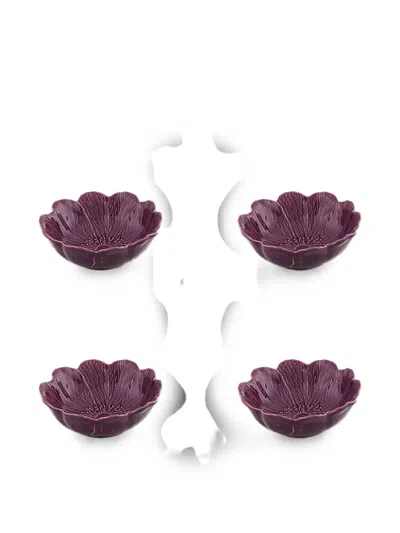 Bordallo Pinheiro Flora Bowl (set Of Four) In Purple