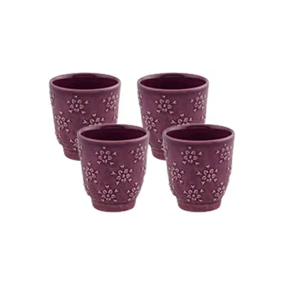 Bordallo Pinheiro Flora Earthenware Coffee Cup In Purple