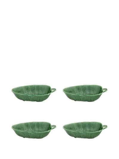 Bordallo Pinheiro Folhas Bowl (set Of Four) In Green