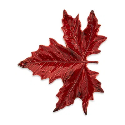 Bordallo Pinheiro Gudrun Small Sycamore Leaf Plate In Burgundy