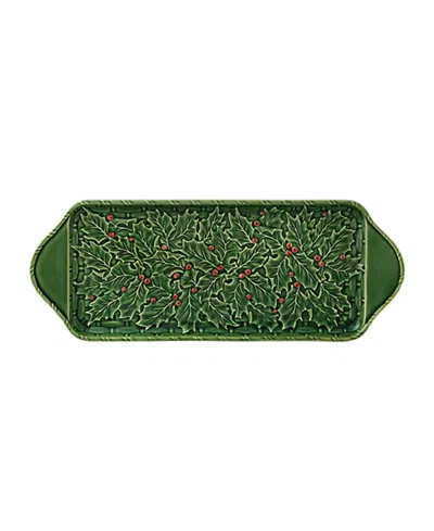 Bordallo Pinheiro Holly Earthenware Tart Tray In Green