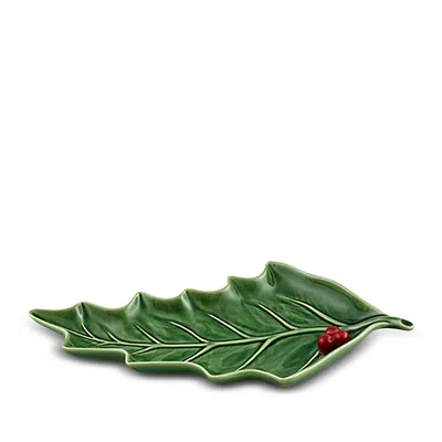 Bordallo Pinheiro Holly Large Leaf Platter In Green