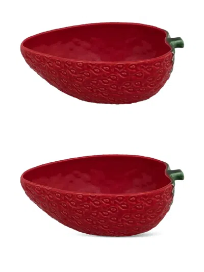 Bordallo Pinheiro Large Strawberries Bowl In Rot