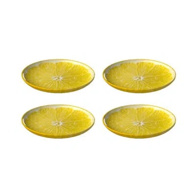 Bordallo Pinheiro Lemon Dessert Plate, Set Of 4 In Yellow