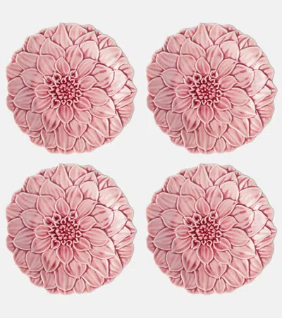 Bordallo Pinheiro Maria Flor Dahlia Set Of 4 Ceramic Dinner Plates