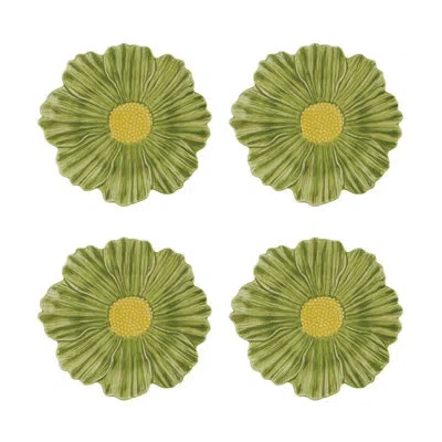 Bordallo Pinheiro Maria Flor Dessert Plate Cosmos In Green;yellow
