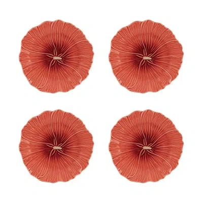 Bordallo Pinheiro Maria Flor Dessert Plate Hollyhock In Red