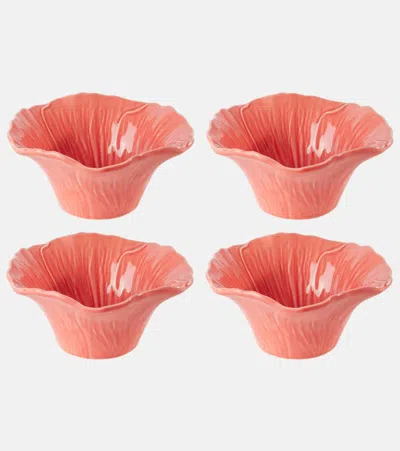 Bordallo Pinheiro Maria Flor Hollyhock Set Of 4 Ceramic Bowls