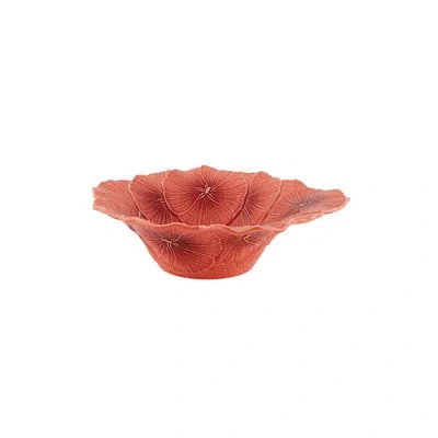 Bordallo Pinheiro Maria Flor Large Salad Bowl 12" In Red