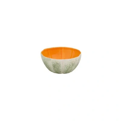 Bordallo Pinheiro Melon 15 Oz. Dessert Bowl In Green;orange