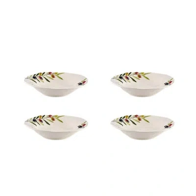 Bordallo Pinheiro Olival Pasta Plate/bowl, Set Of 4 In Green;ivory