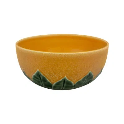 Bordallo Pinheiro Orange Salad Bowl In Green;orange