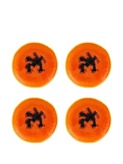 Bordallo Pinheiro Papaya Dessert Plate Set In Orange