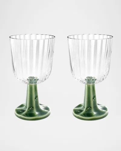 Bordallo Pinheiro Patio Glass Goblets, Set Of 2 In Green