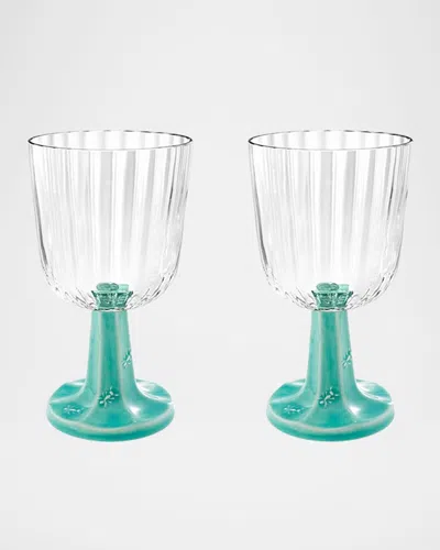 Bordallo Pinheiro Patio Glass Goblets, Set Of 2 In Teal