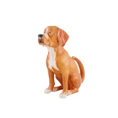 Bordallo Pinheiro Pitchers Brown Dog Figurine In Light Brown,white