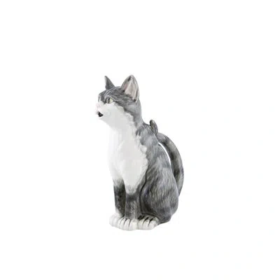 Bordallo Pinheiro Pitchers Cat Figurine In Gray,white