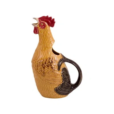 Bordallo Pinheiro Pitchers Rooster Figurine In Brown,red,dark Brown