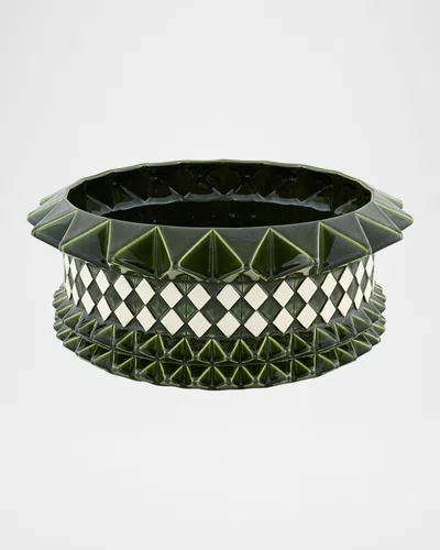 Bordallo Pinheiro Punk 18" Large Centerpiece In Dark Green
