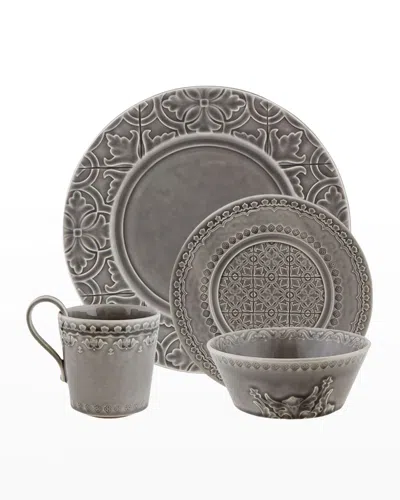 Bordallo Pinheiro Rua Nova 4-piece Anthracite Dinnerware Set In Gray