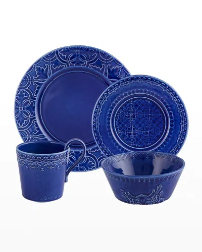 Bordallo Pinheiro Rua Nova 4-piece Anthracite Dinnerware Set In Indigo