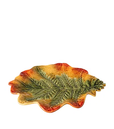 Bordallo Pinheiro Set Of 2 Leaf Charger Serving Plates In Multi