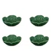 Bordallo Pinheiro Cabbage Cereal Bowl 4-piece Set In Green