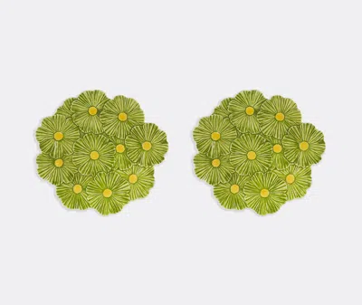Bordallo Pinheiro Maria Flor Plate Set (two-person Setting) In Green