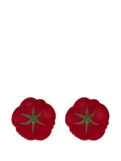 Bordallo Pinheiro Tomate Pizza Plate (set Of Two) In Red