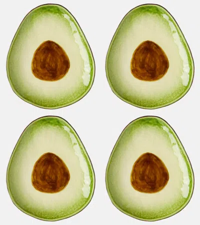 Bordallo Pinheiro Tropical Fruits Avocado Set Of 4 Earthenware Dessert Plates