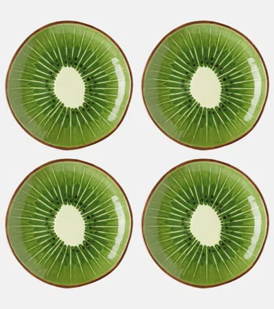 Bordallo Pinheiro Tropical Fruits Kiwi Set Of 4 Earthenware Dessert Plates