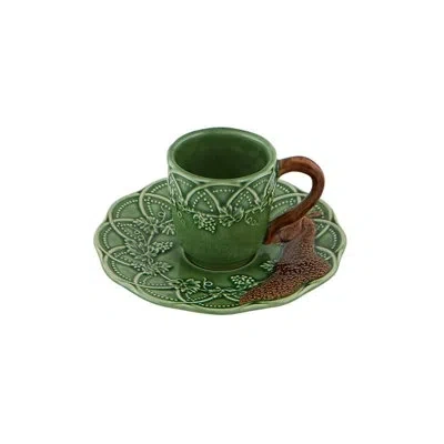 Bordallo Pinheiro Woods, Coffee Cup & Saucer Pheasant In Brown;green