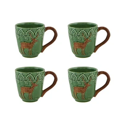 Bordallo Pinheiro Woods, Mug Deer, Set Of 4 In Brown;green