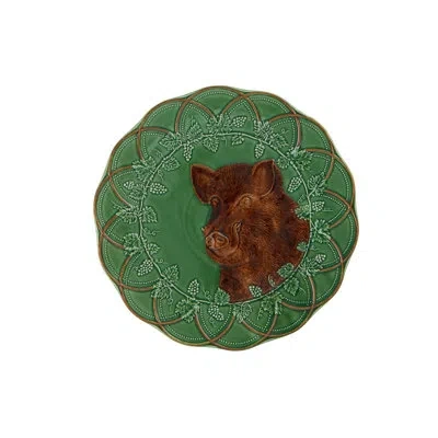 Bordallo Pinheiro Woods, Round Platter Boar In Brown;green